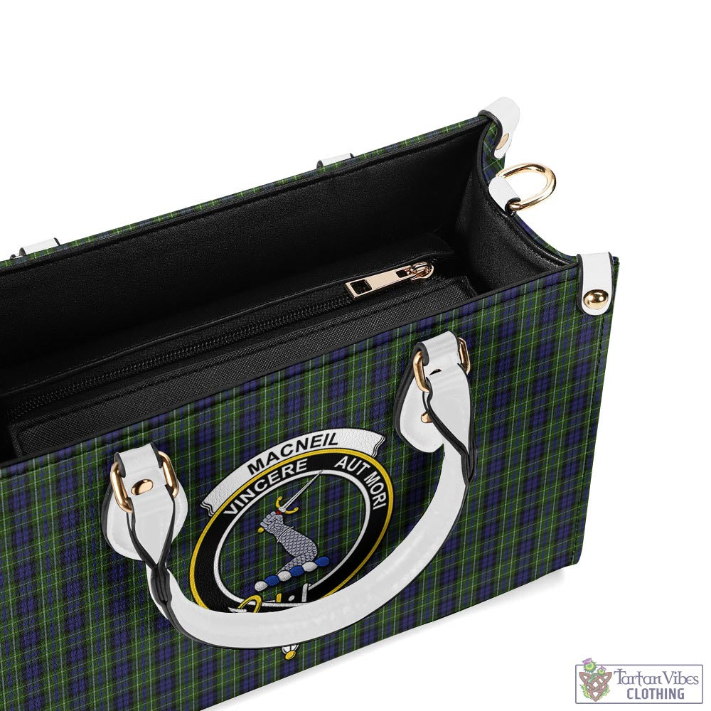 Tartan Vibes Clothing MacNeil of Colonsay Tartan Luxury Leather Handbags with Family Crest