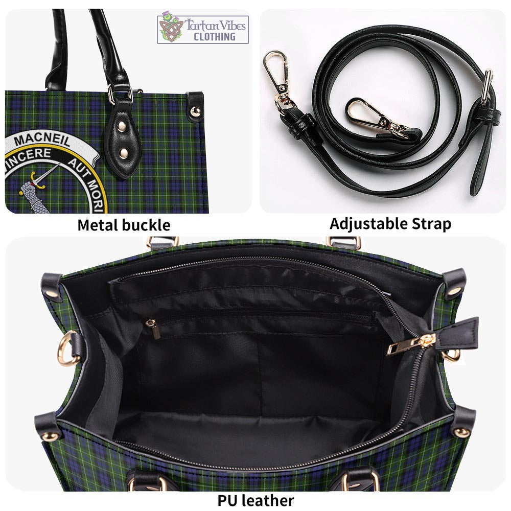 Tartan Vibes Clothing MacNeil of Colonsay Tartan Luxury Leather Handbags with Family Crest