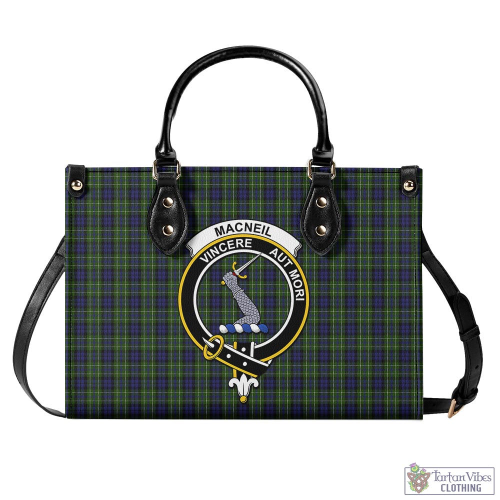 Tartan Vibes Clothing MacNeil of Colonsay Tartan Luxury Leather Handbags with Family Crest