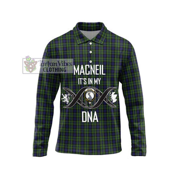 MacNeil of Colonsay Tartan Long Sleeve Polo Shirt with Family Crest DNA In Me Style