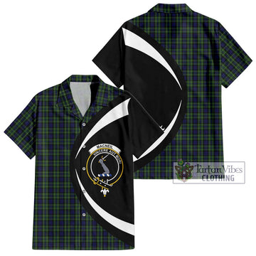 MacNeil of Colonsay Tartan Short Sleeve Button Up with Family Crest Circle Style