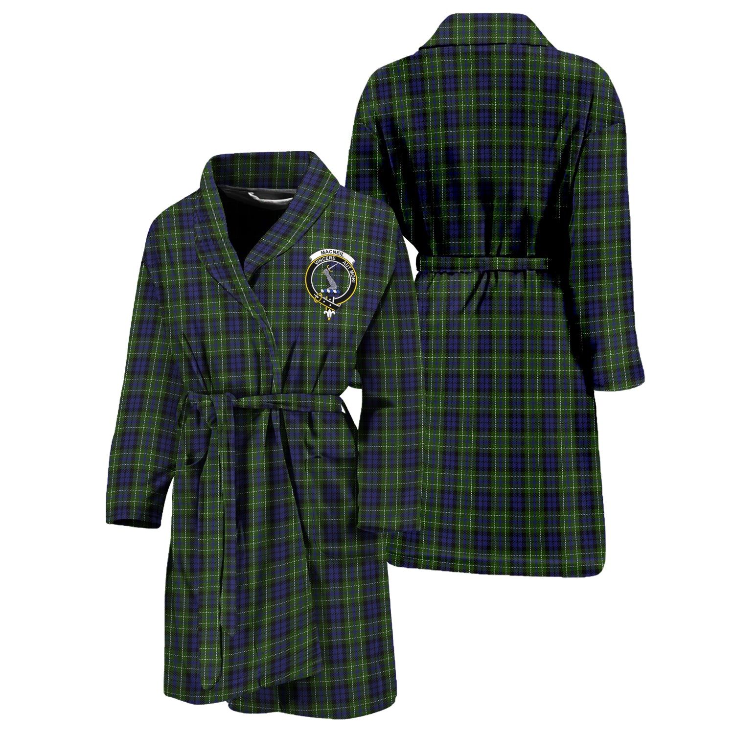 MacNeil of Colonsay Tartan Bathrobe with Family Crest Unisex S - Tartan Vibes Clothing