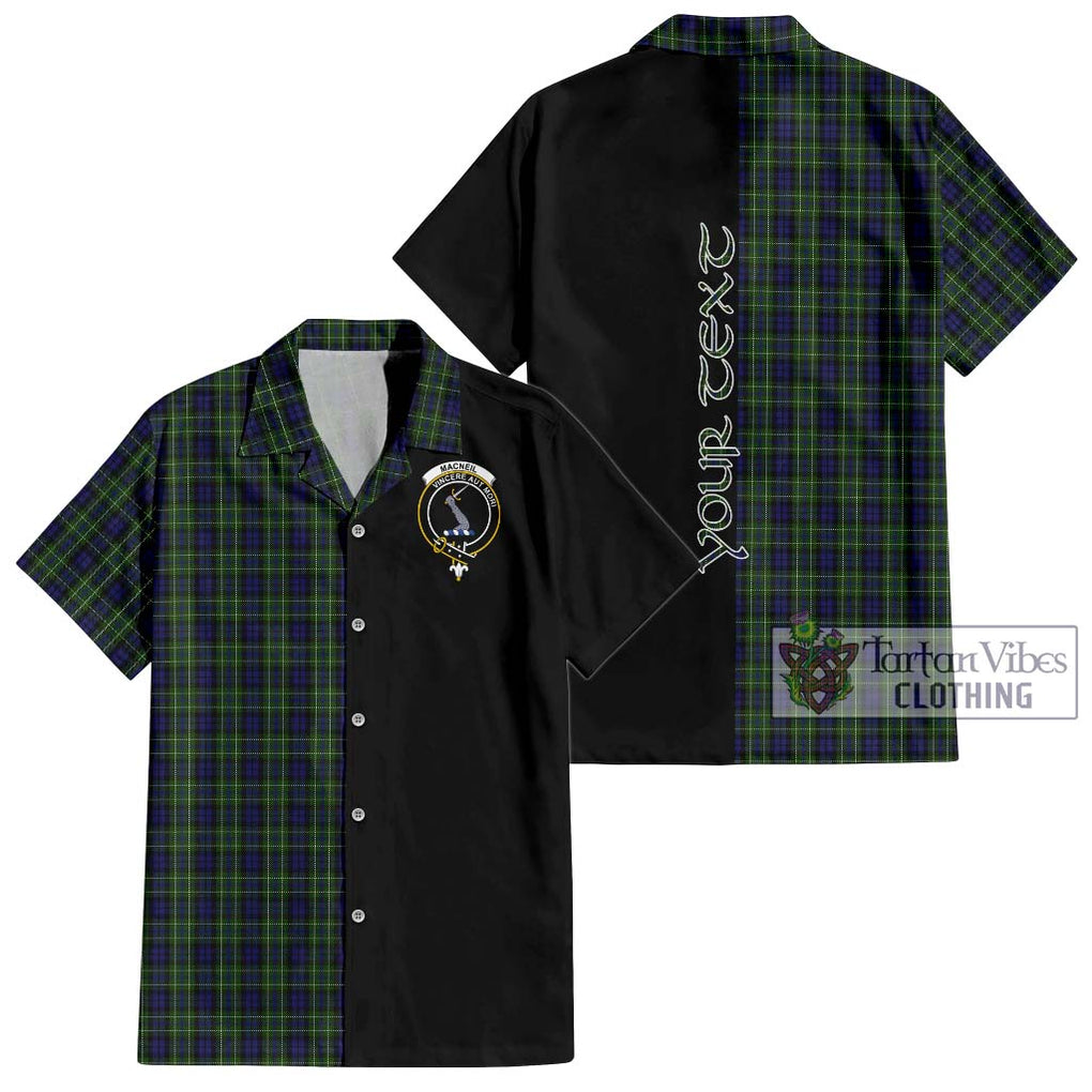 MacNeil of Colonsay Tartan Short Sleeve Button Shirt with Family Crest and Half Of Me Style Kid - Tartanvibesclothing Shop