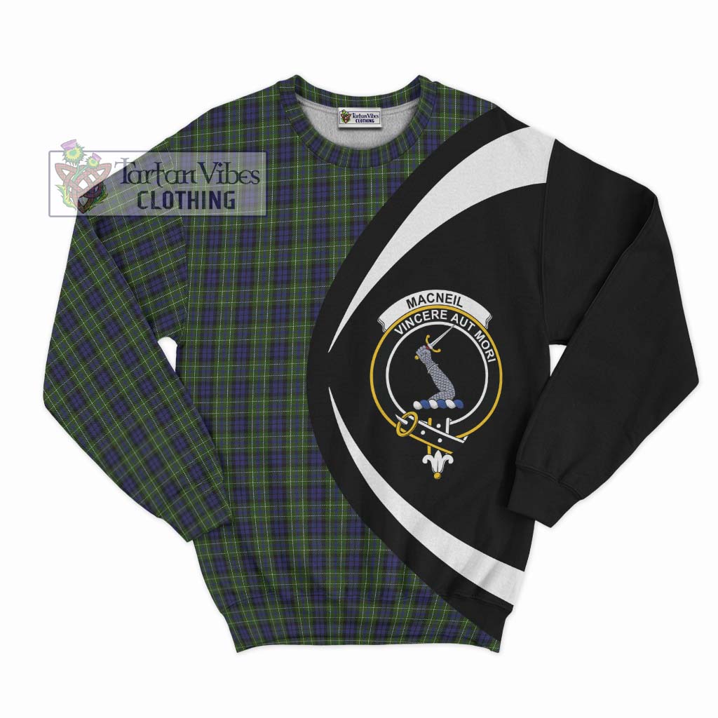 MacNeil of Colonsay Tartan Sweatshirt with Family Crest Circle Style Unisex - Tartan Vibes Clothing