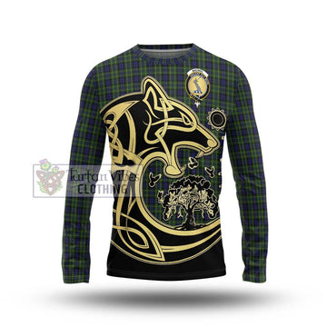 MacNeil of Colonsay Tartan Long Sleeve T-Shirt with Family Crest Celtic Wolf Style