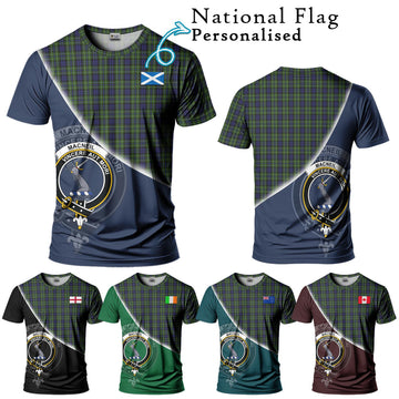 MacNeil of Colonsay Tartan T-Shirt with Personalised National Flag and Family Crest Half Style