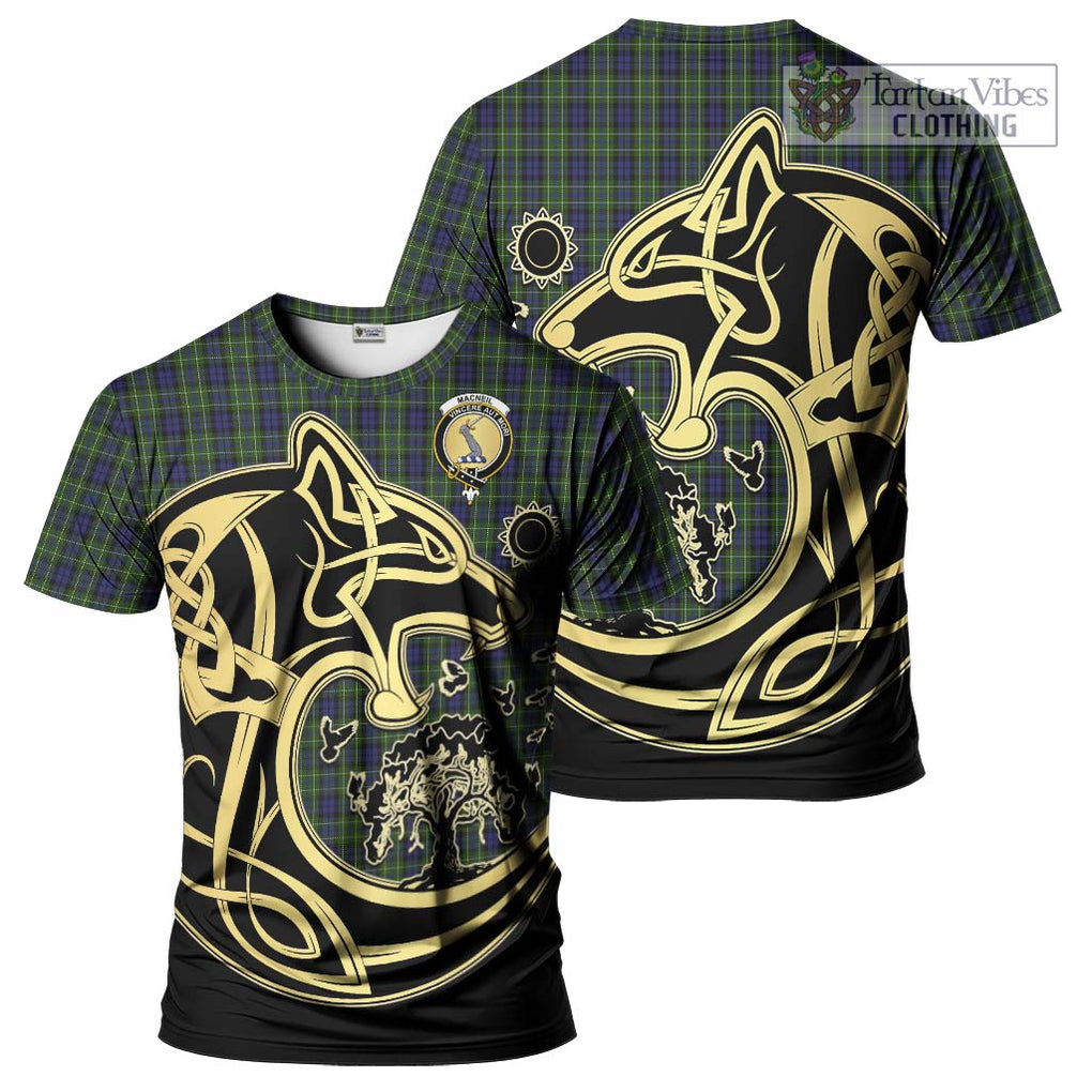 MacNeil of Colonsay Tartan T-Shirt with Family Crest Celtic Wolf Style Kid's Shirt - Tartan Vibes Clothing