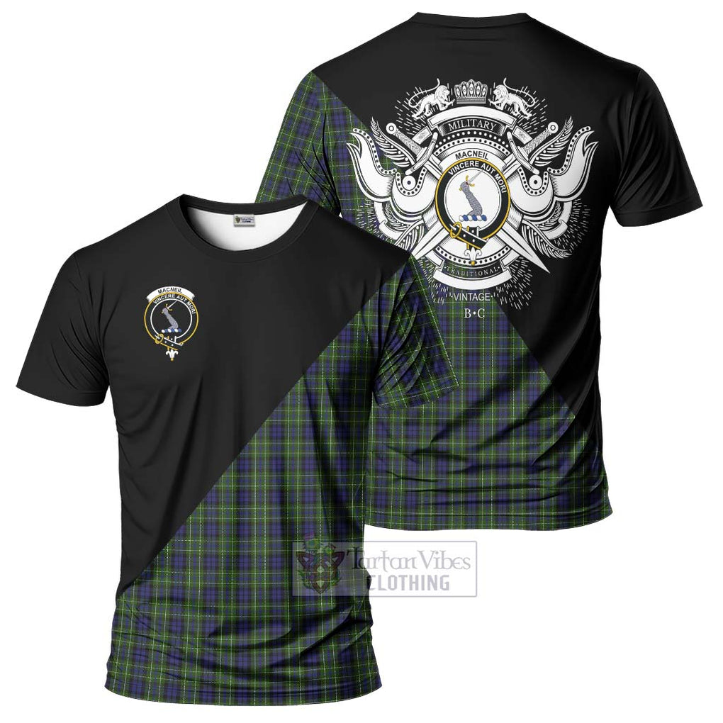 MacNeil of Colonsay Tartan T-Shirt with Family Crest and Military Logo Style Kid's Shirt - Tartanvibesclothing Shop