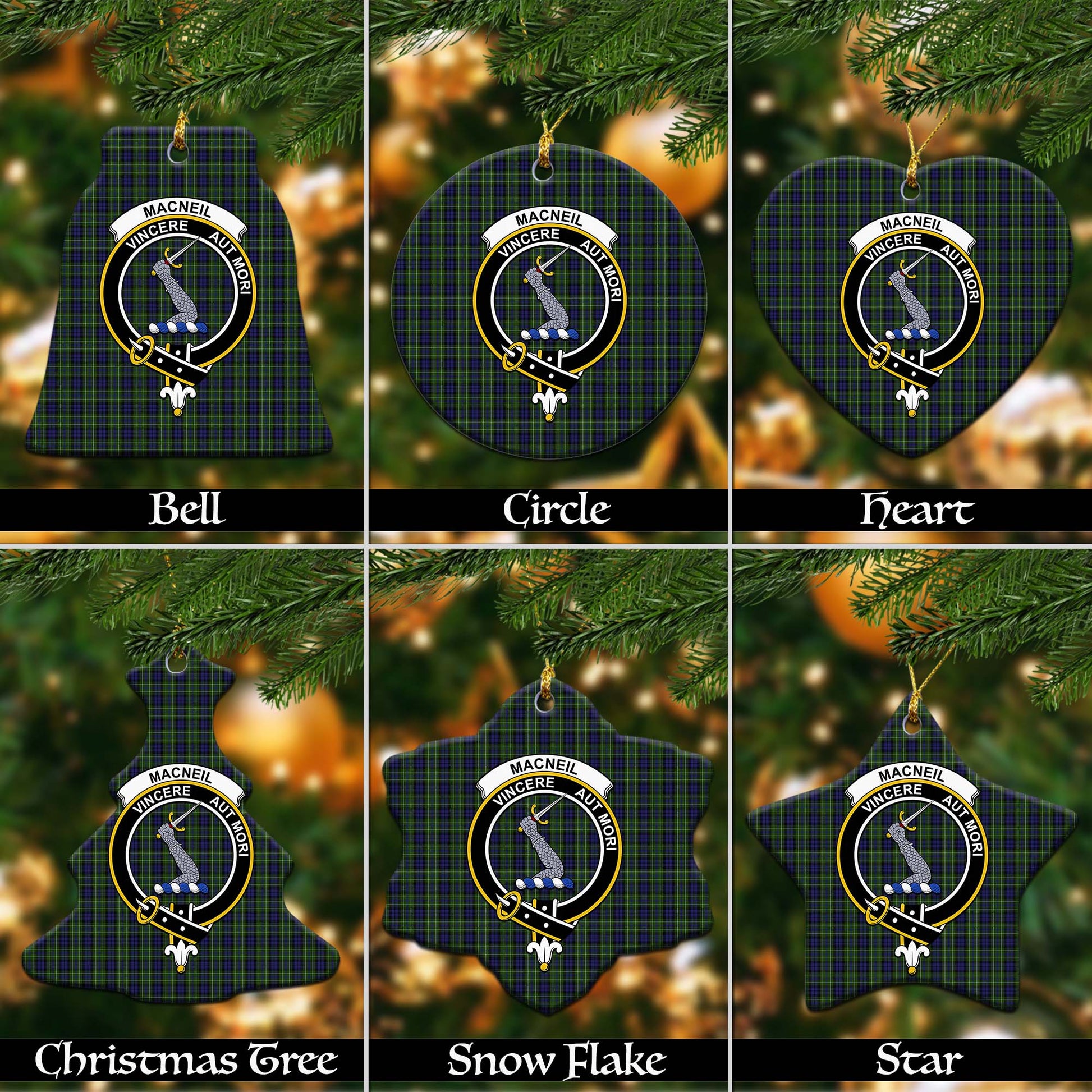 MacNeil of Colonsay Tartan Christmas Ornaments with Family Crest - Tartanvibesclothing