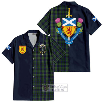 MacNeil of Colonsay Tartan Short Sleeve Button Shirt Alba with Scottish Lion Royal Arm Half Style