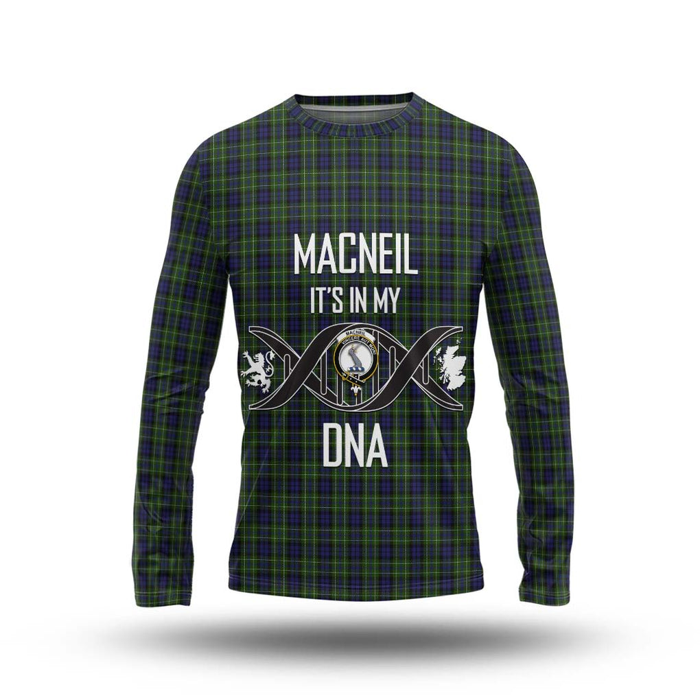 MacNeil of Colonsay Tartan Long Sleeve T-Shirt with Family Crest DNA In Me Style Unisex - Tartanvibesclothing Shop