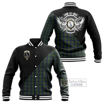 MacNeil of Colonsay Tartan Baseball Jacket with Family Crest and Military Logo Style