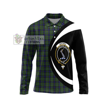 MacNeil of Colonsay Tartan Long Sleeve Polo Shirt with Family Crest Circle Style