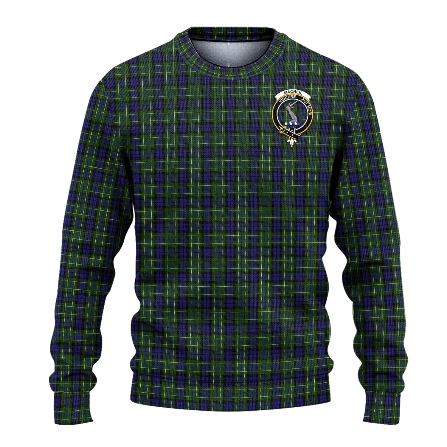 MacNeil of Colonsay Tartan Knitted Sweater with Family Crest - Tartanvibesclothing