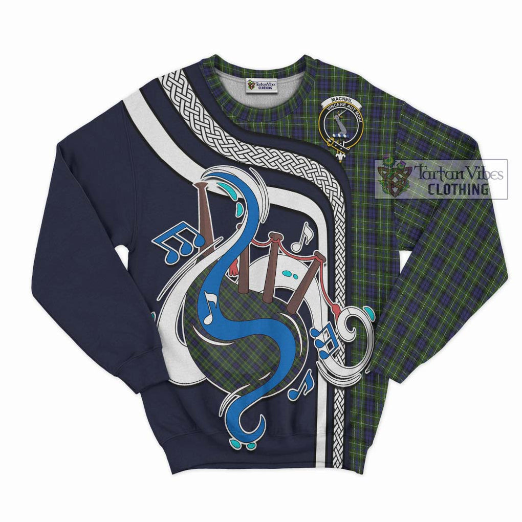 Tartan Vibes Clothing MacNeil of Colonsay Tartan Sweatshirt with Epic Bagpipe Style