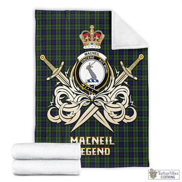 MacNeil of Colonsay Tartan Blanket with Clan Crest and the Golden Sword of Courageous Legacy