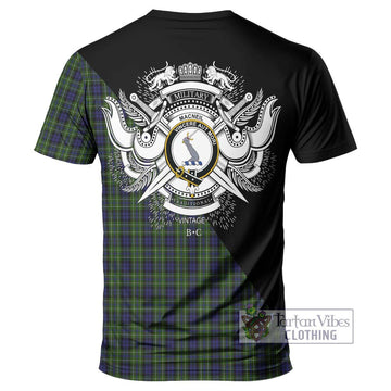 MacNeil of Colonsay Tartan T-Shirt with Family Crest and Military Logo Style