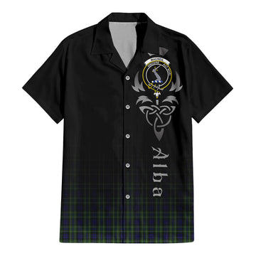 MacNeil of Colonsay Tartan Short Sleeve Button Up Shirt Featuring Alba Gu Brath Family Crest Celtic Inspired