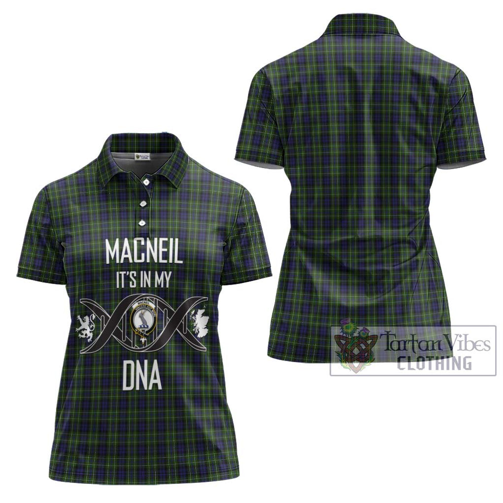 MacNeil of Colonsay Tartan Women's Polo Shirt with Family Crest DNA In Me Style - Tartanvibesclothing Shop