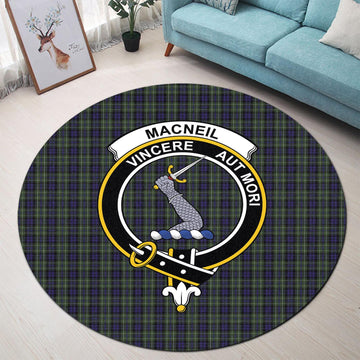 MacNeil of Colonsay Tartan Round Rug with Family Crest