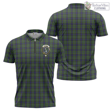 MacNeil of Colonsay Tartan Zipper Polo Shirt with Family Crest