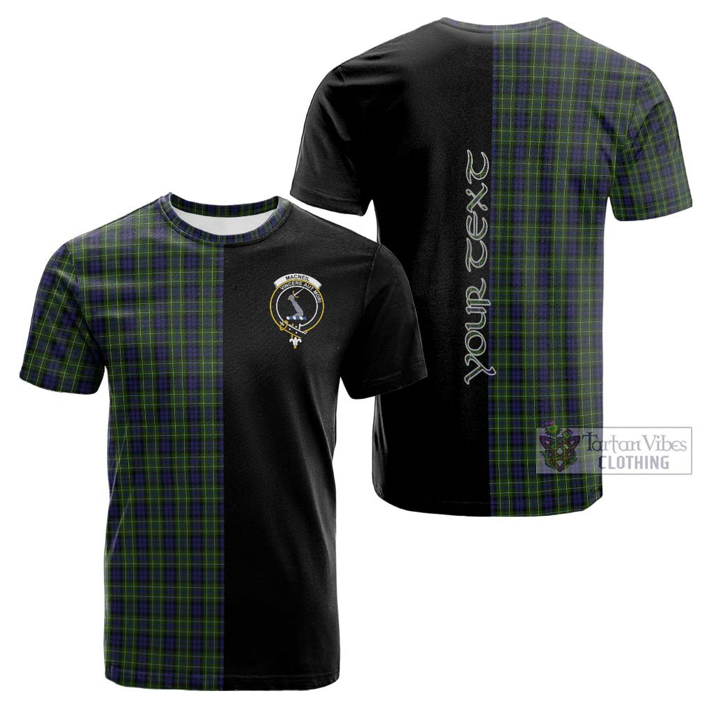 Tartan Vibes Clothing MacNeil of Colonsay Tartan Cotton T-shirt with Family Crest and Half Of Me Style