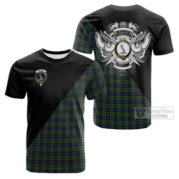 MacNeil of Colonsay Tartan Cotton T-shirt with Family Crest and Military Logo Style