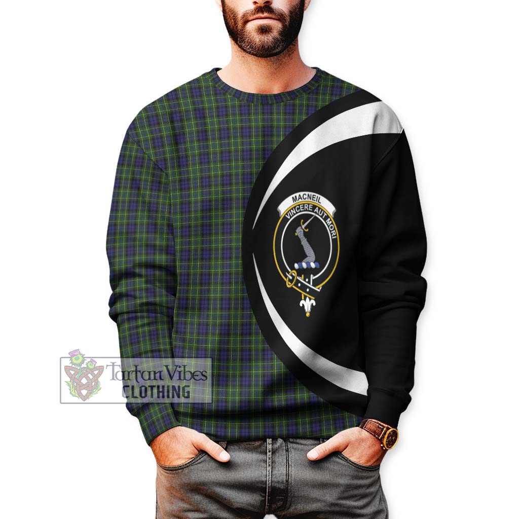 MacNeil of Colonsay Tartan Sweatshirt with Family Crest Circle Style - Tartan Vibes Clothing