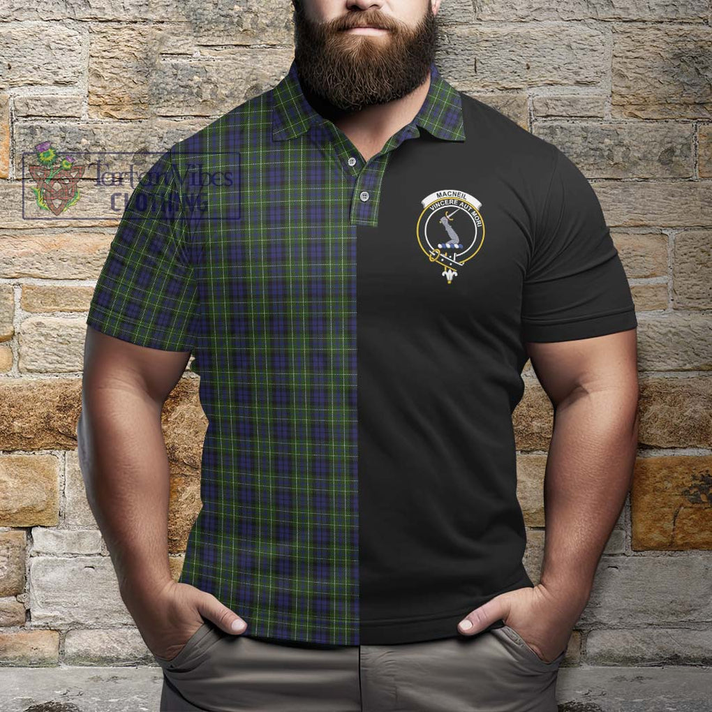 MacNeil of Colonsay Tartan Polo Shirt with Family Crest and Half Of Me Style - Tartanvibesclothing Shop