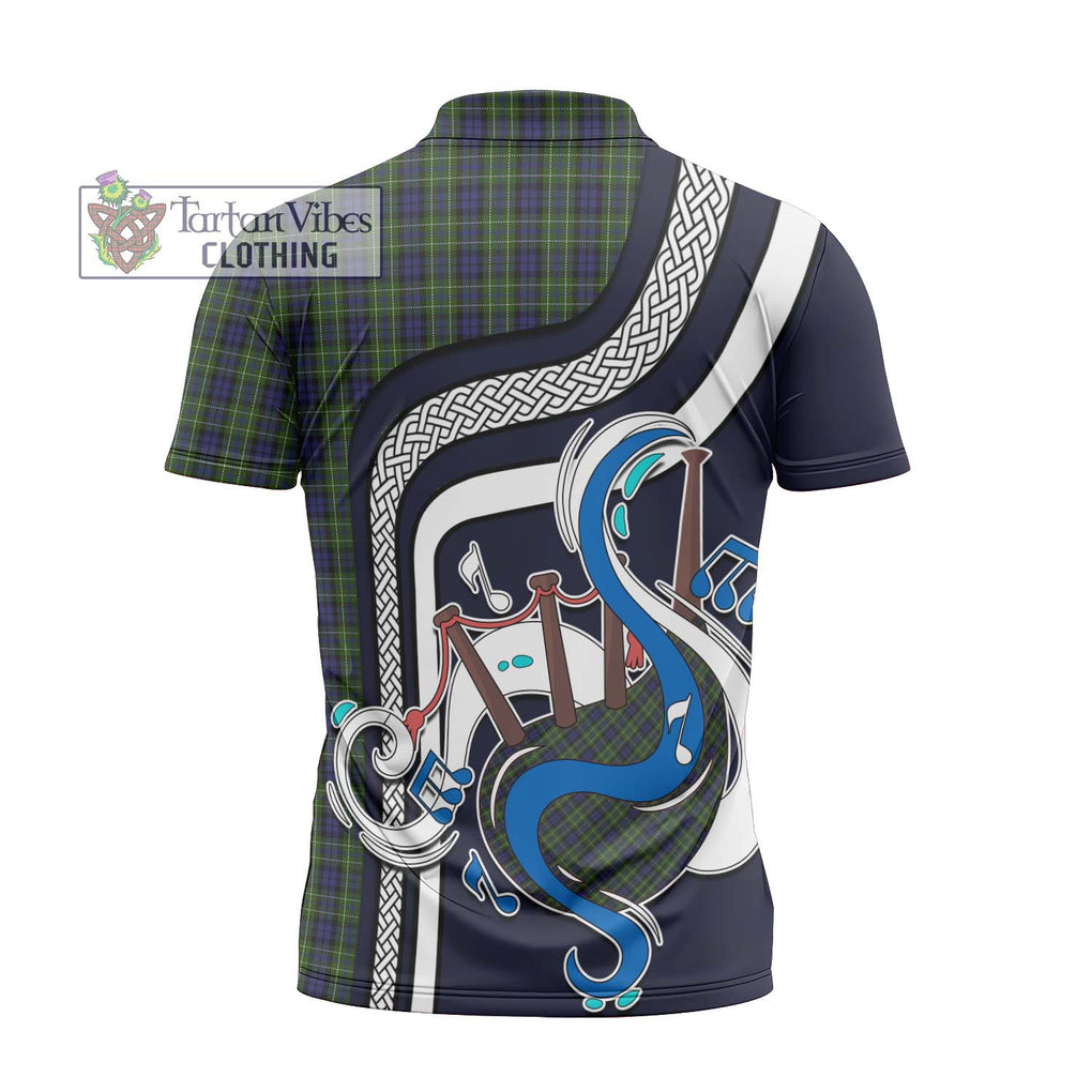 MacNeil of Colonsay Tartan Zipper Polo Shirt with Epic Bagpipe Style - Tartanvibesclothing Shop