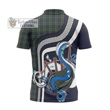 MacNeil of Colonsay Tartan Zipper Polo Shirt with Epic Bagpipe Style