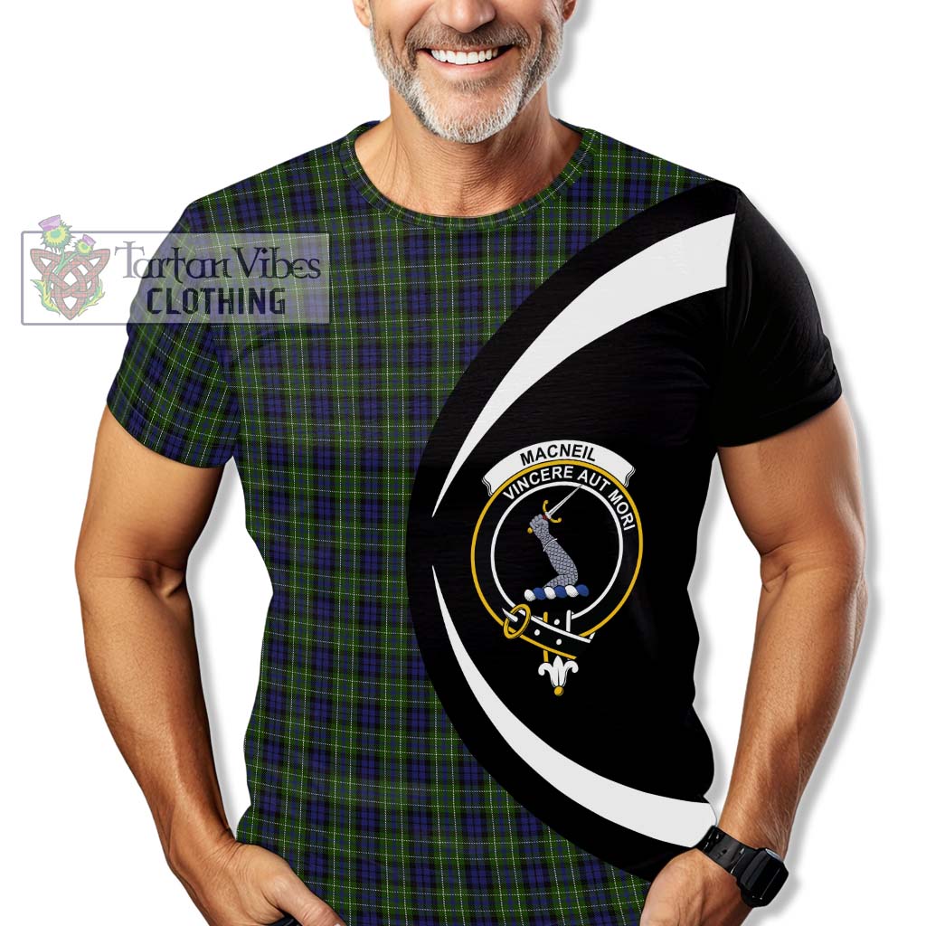 Tartan Vibes Clothing MacNeil of Colonsay Tartan T-Shirt with Family Crest Circle Style