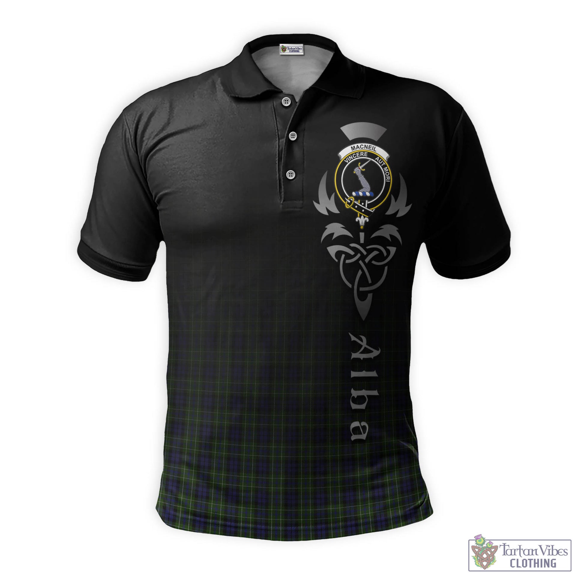 Tartan Vibes Clothing MacNeil of Colonsay Tartan Polo Shirt Featuring Alba Gu Brath Family Crest Celtic Inspired