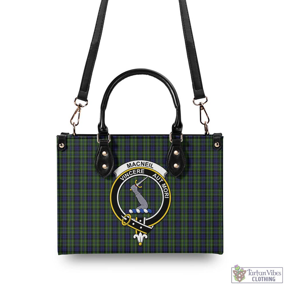 Tartan Vibes Clothing MacNeil of Colonsay Tartan Luxury Leather Handbags with Family Crest