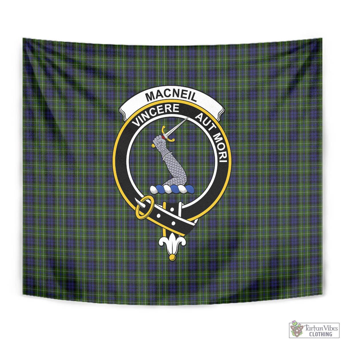 Tartan Vibes Clothing MacNeil of Colonsay Tartan Tapestry Wall Hanging and Home Decor for Room with Family Crest