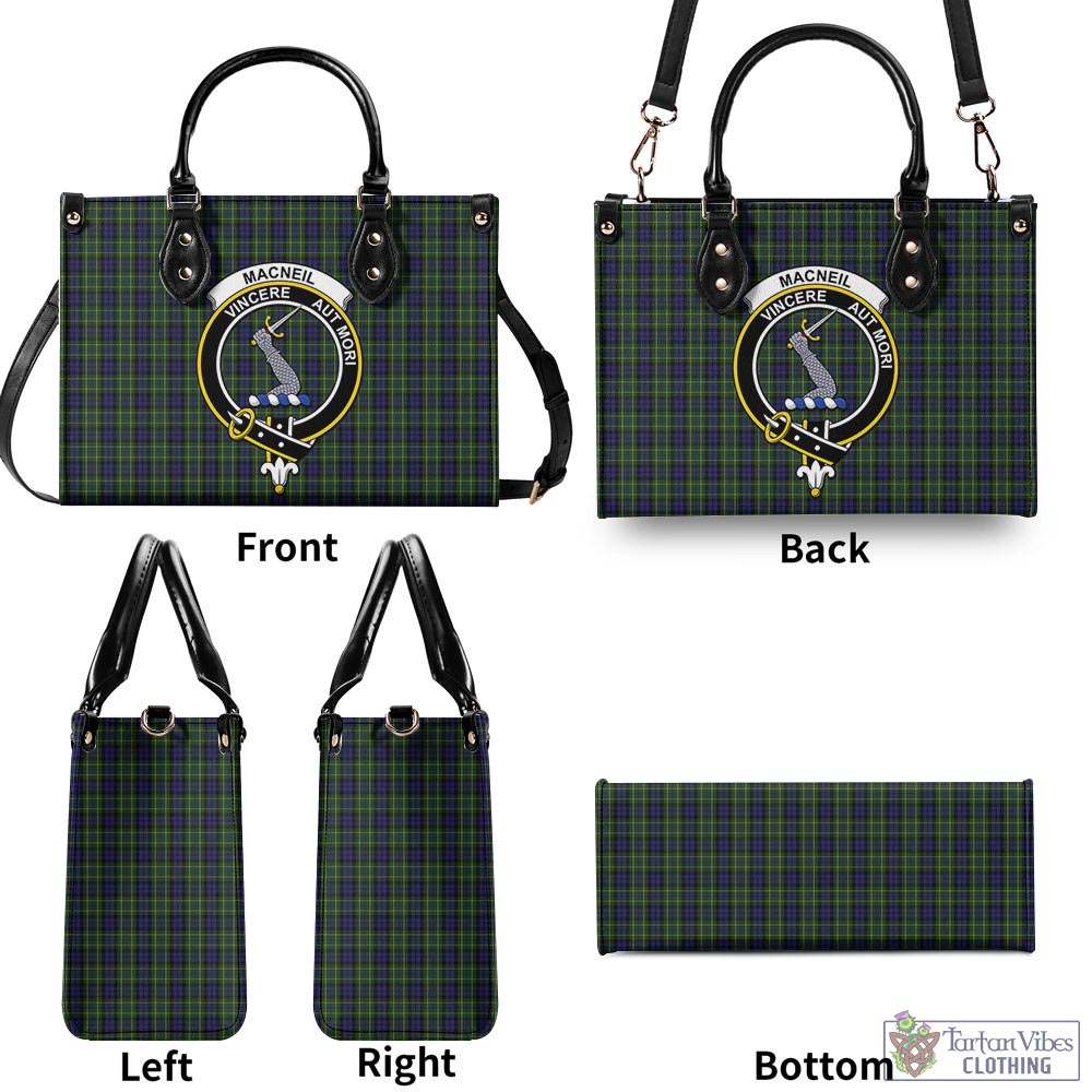 Tartan Vibes Clothing MacNeil of Colonsay Tartan Luxury Leather Handbags with Family Crest