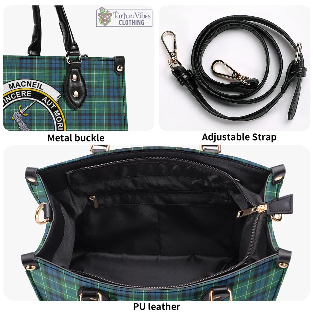 Tartan Vibes Clothing MacNeil of Colonsay Ancient Tartan Luxury Leather Handbags with Family Crest