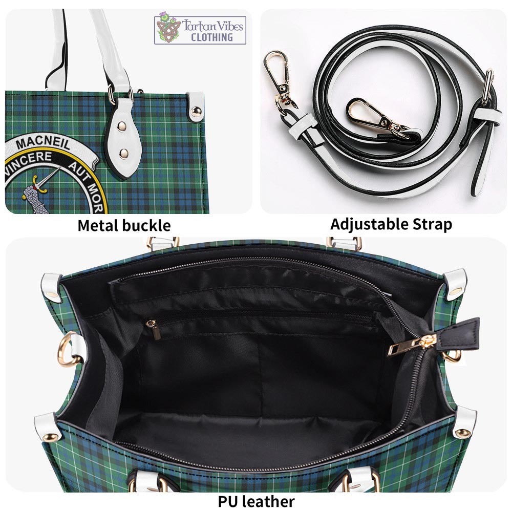 Tartan Vibes Clothing MacNeil of Colonsay Ancient Tartan Luxury Leather Handbags with Family Crest