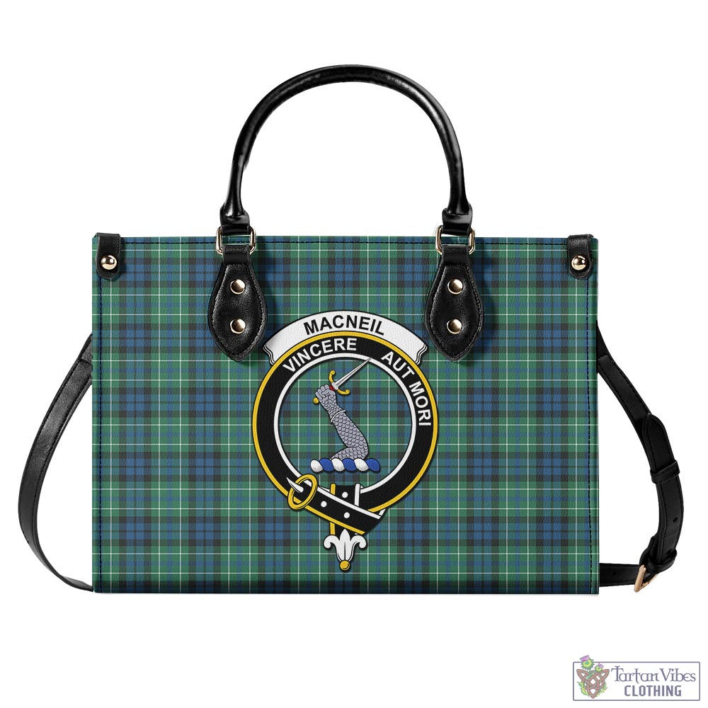 Tartan Vibes Clothing MacNeil of Colonsay Ancient Tartan Luxury Leather Handbags with Family Crest