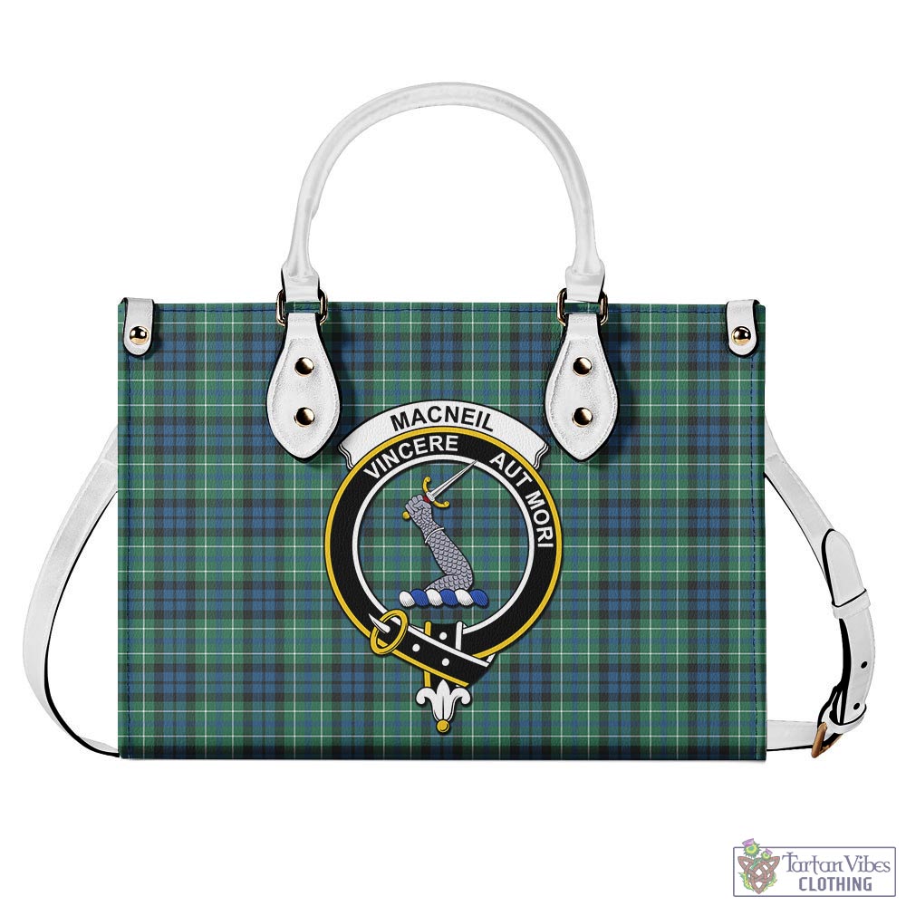 Tartan Vibes Clothing MacNeil of Colonsay Ancient Tartan Luxury Leather Handbags with Family Crest