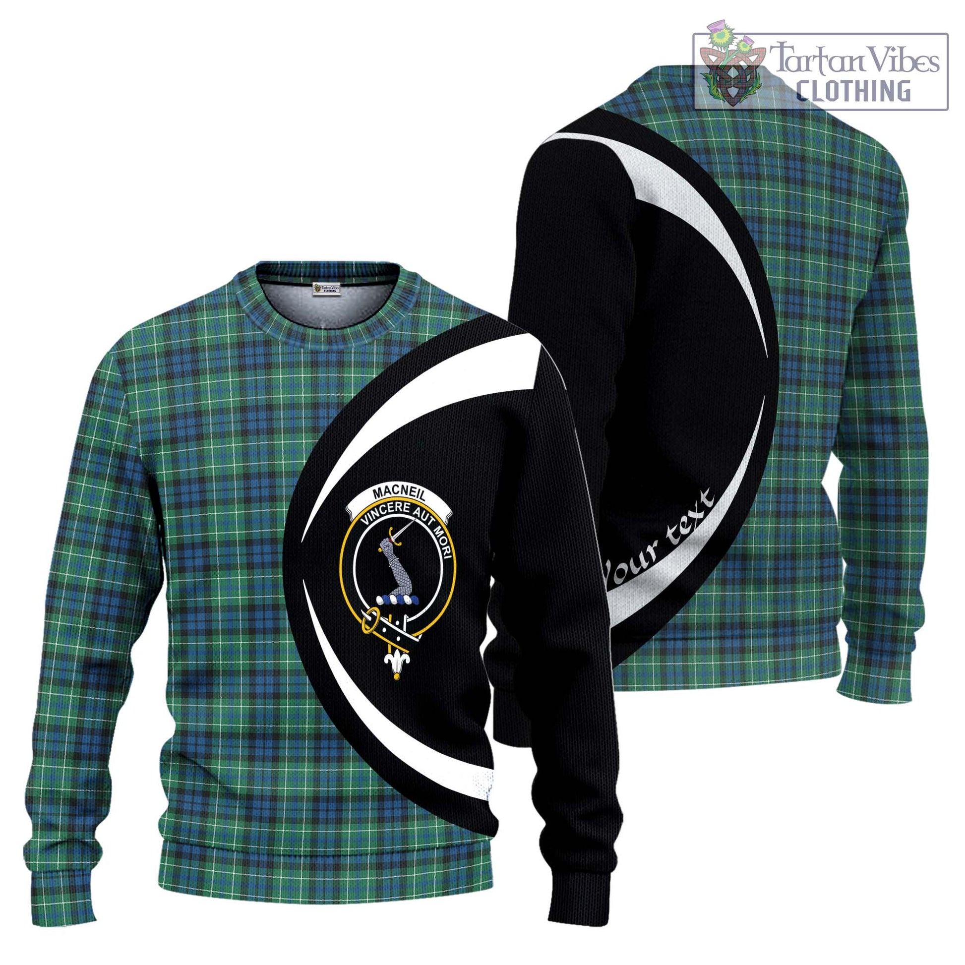 MacNeil of Colonsay Ancient Tartan Knitted Sweater with Family Crest Circle Style Unisex - Tartan Vibes Clothing