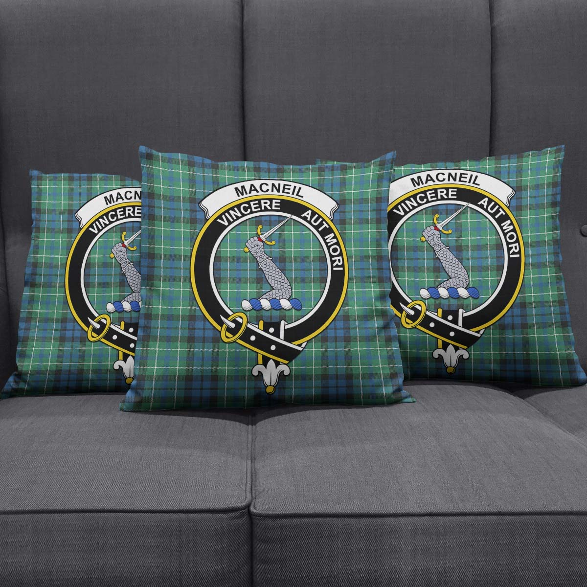 MacNeil of Colonsay Ancient Tartan Pillow Cover with Family Crest Square Pillow Cover - Tartanvibesclothing