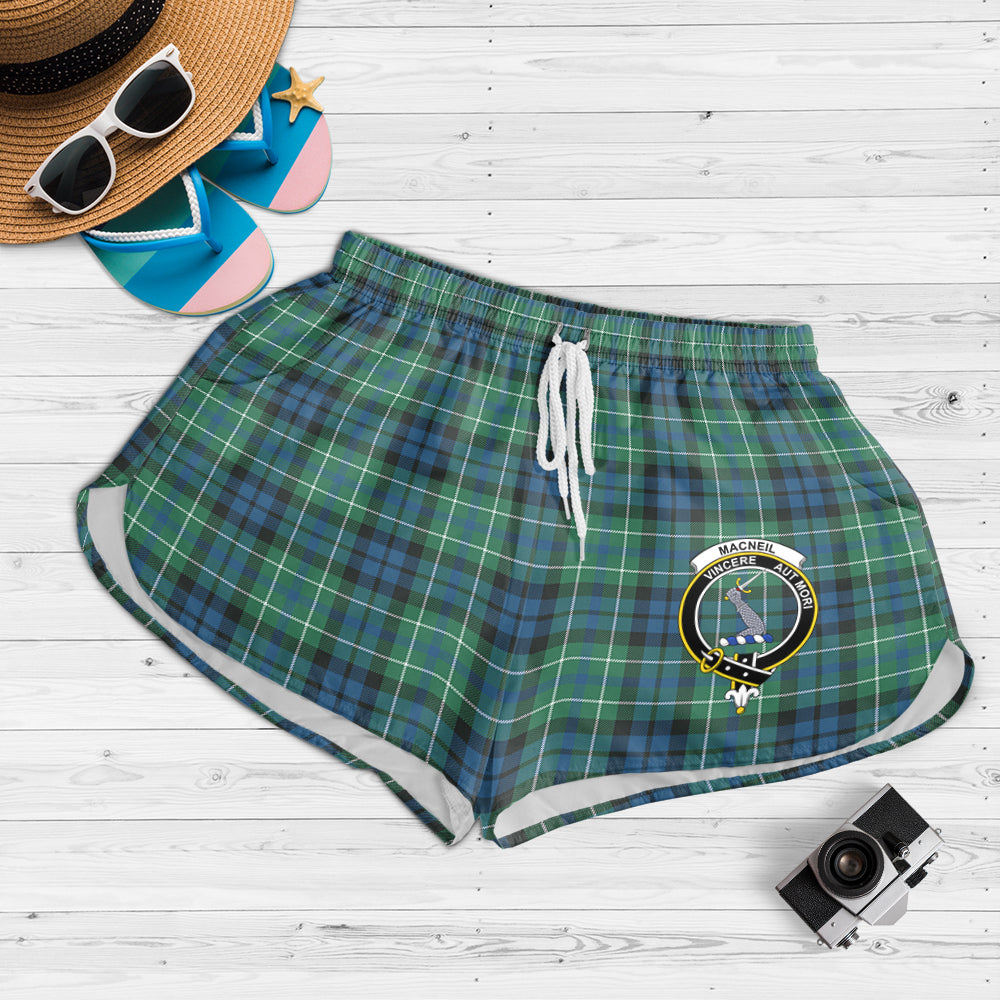 macneil-of-colonsay-ancient-tartan-womens-shorts-with-family-crest