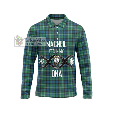 MacNeil of Colonsay Ancient Tartan Long Sleeve Polo Shirt with Family Crest DNA In Me Style