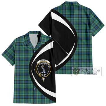 MacNeil of Colonsay Ancient Tartan Short Sleeve Button Up with Family Crest Circle Style