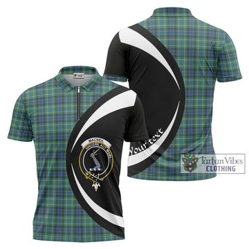 MacNeil of Colonsay Ancient Tartan Zipper Polo Shirt with Family Crest Circle Style