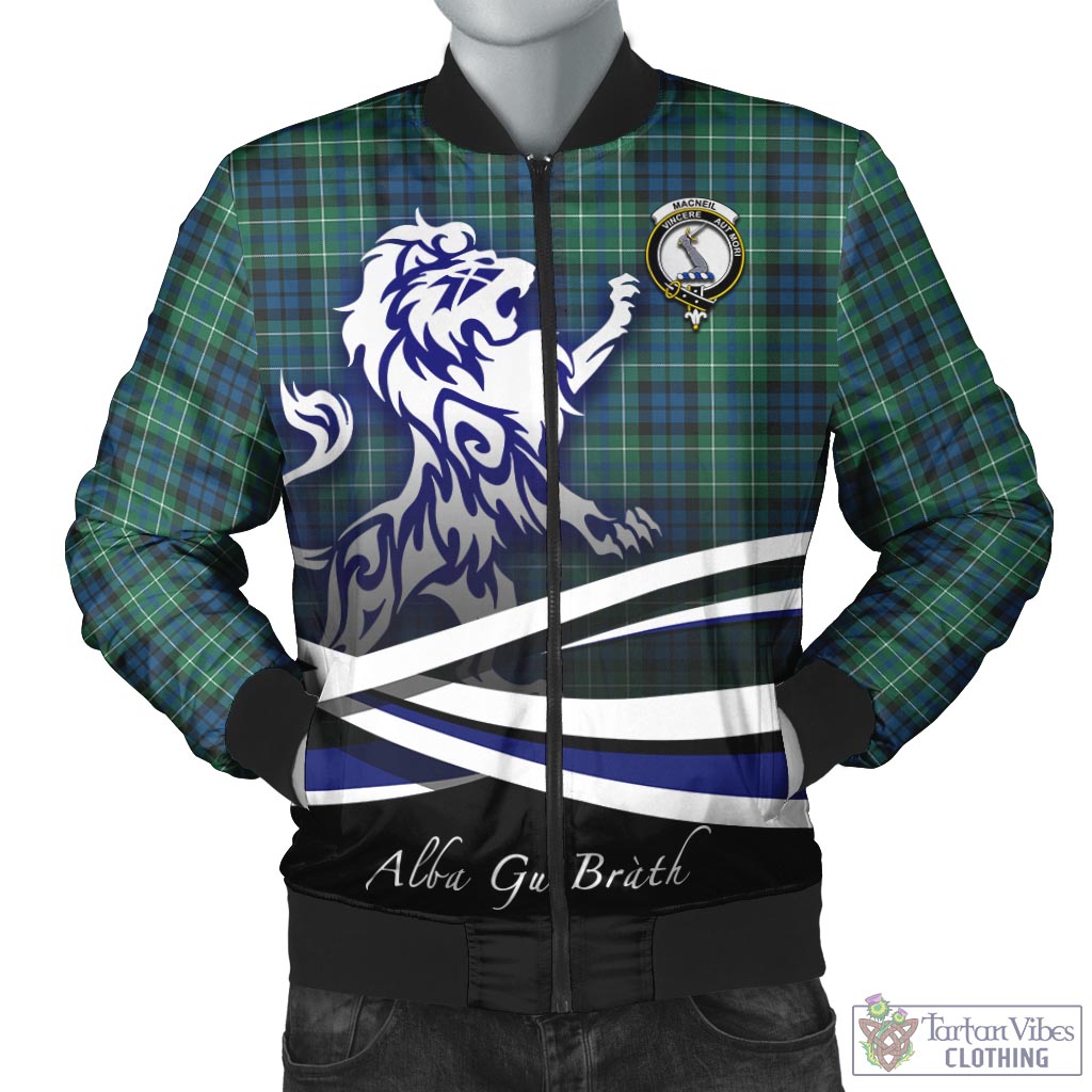 Tartan Vibes Clothing MacNeil of Colonsay Ancient Tartan Bomber Jacket with Alba Gu Brath Regal Lion Emblem