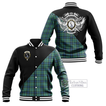 MacNeil of Colonsay Ancient Tartan Baseball Jacket with Family Crest and Military Logo Style