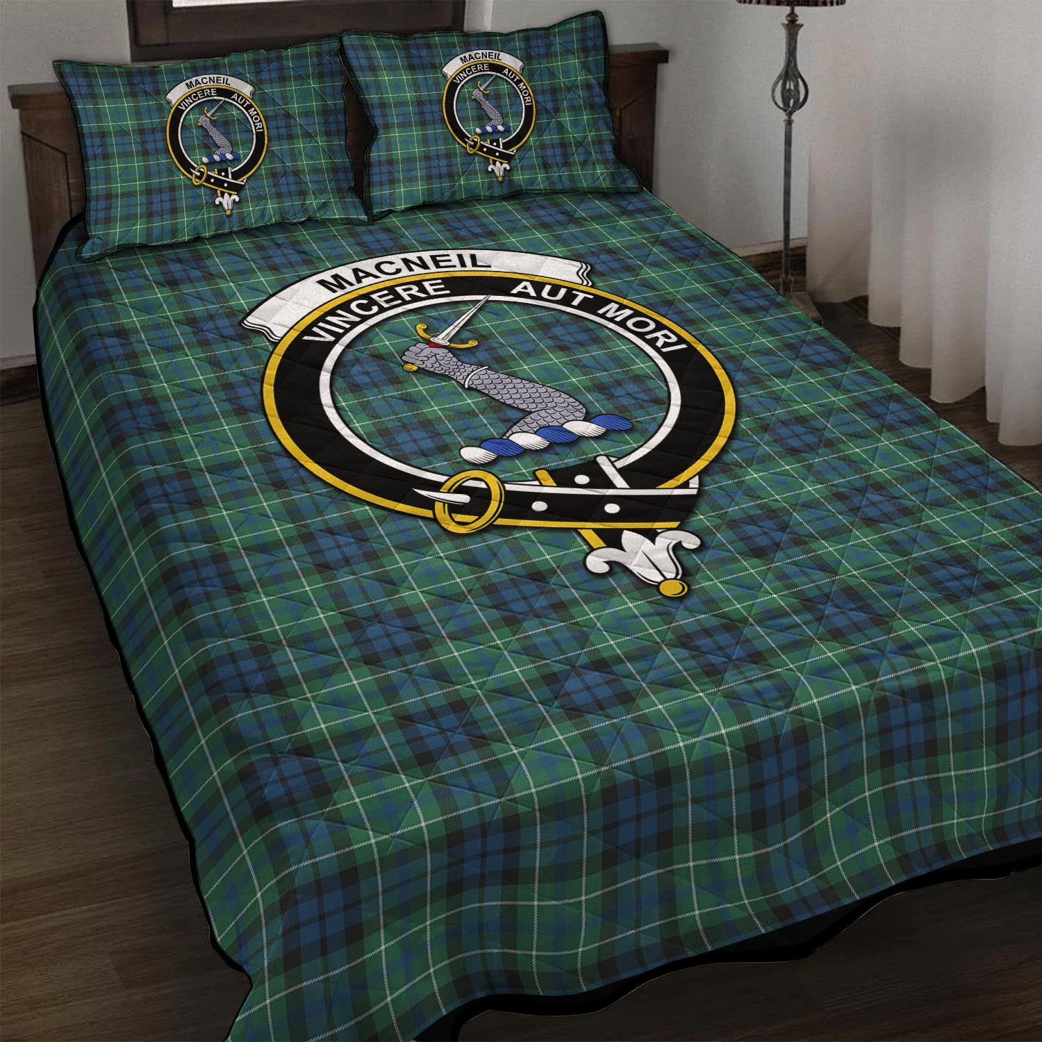 MacNeil of Colonsay Ancient Tartan Quilt Bed Set with Family Crest - Tartan Vibes Clothing