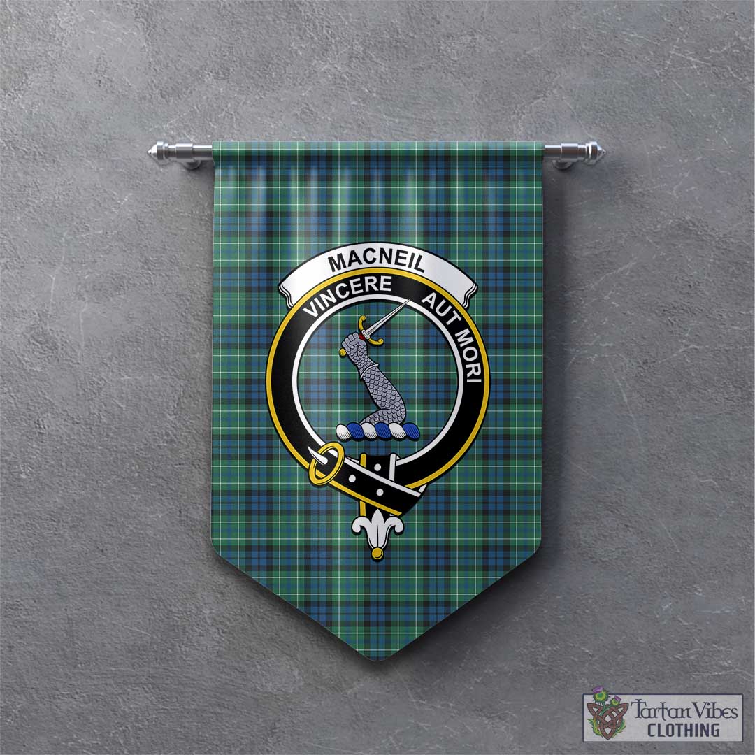 Tartan Vibes Clothing MacNeil of Colonsay Ancient Tartan Gonfalon, Tartan Banner with Family Crest